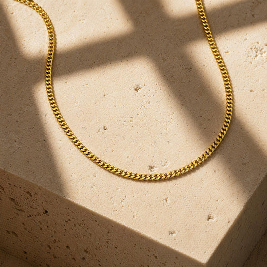 Gold-Tone Stainless Steel Cuban Chain Necklace
