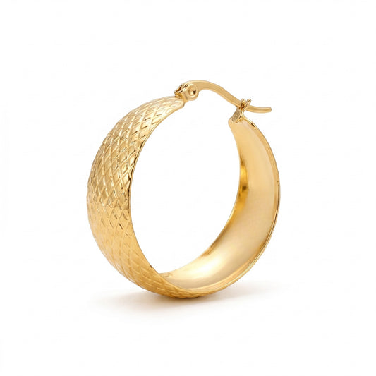 Gold Tone Stainless Steel Wide Hoop Earrings