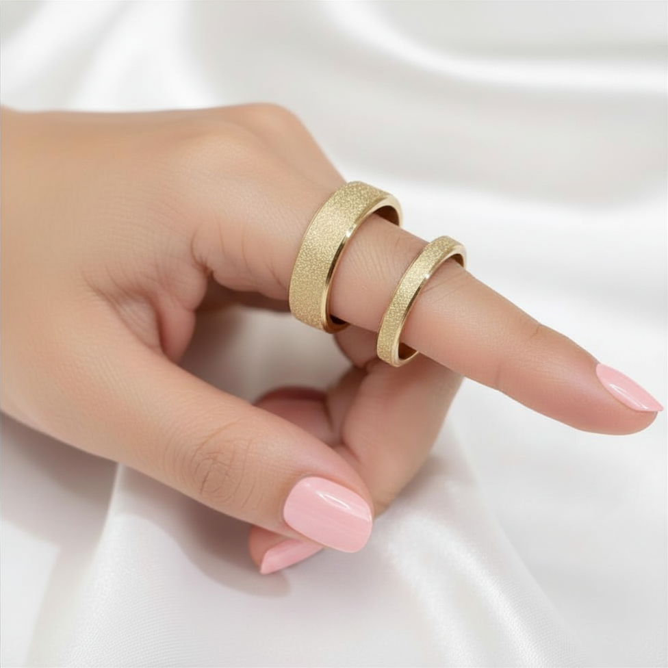Gold-Tone Stainless Steel Textured Band Ring