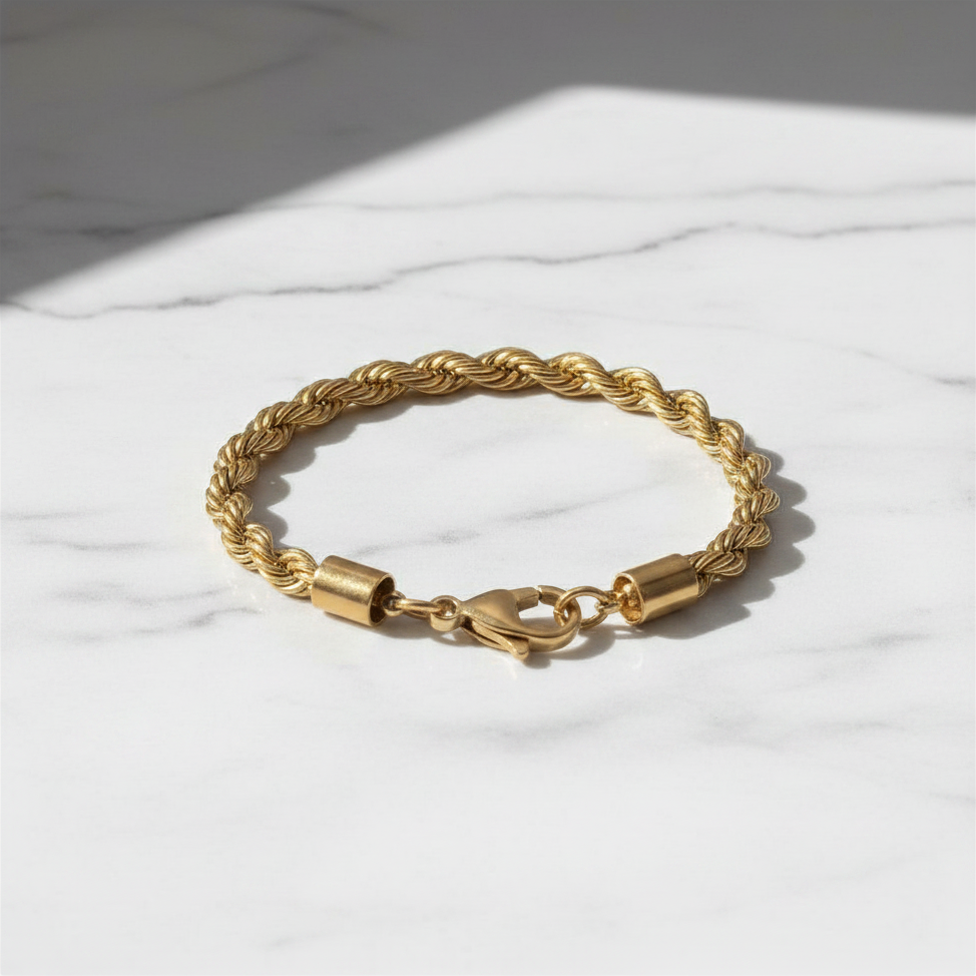 Gold-Tone Stainless Steel Rope Chain Bracelet