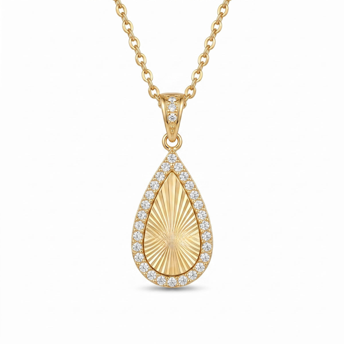 Gold-Tone Stainless Steel Teardrop Pendant Necklace