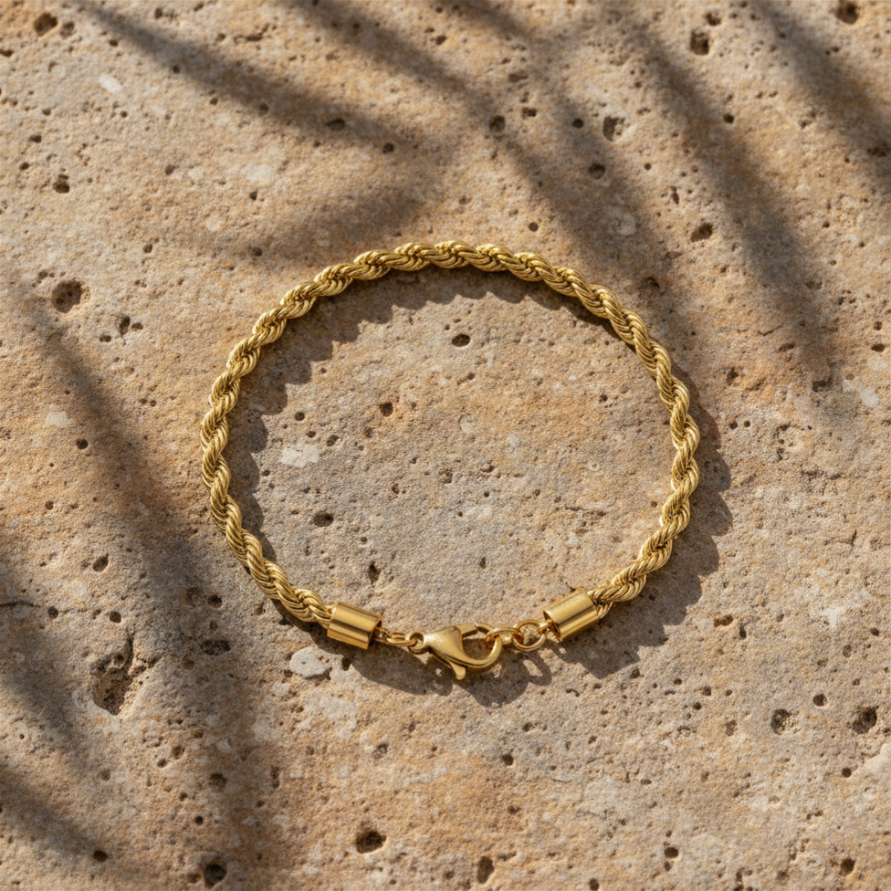 Gold-Tone Stainless Steel Rope Chain Bracelet