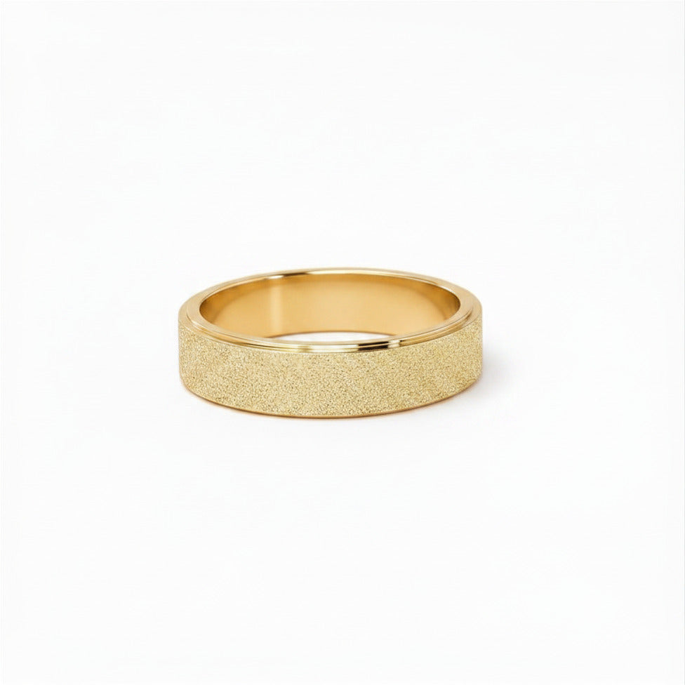Gold-Tone Stainless Steel Textured Band Ring