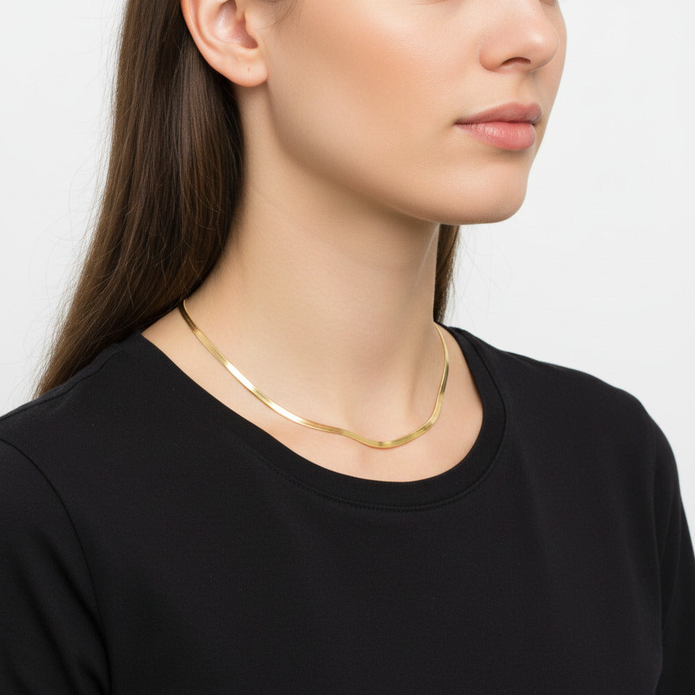 Gold-Tone Stainless Steel Snake Chain Necklace