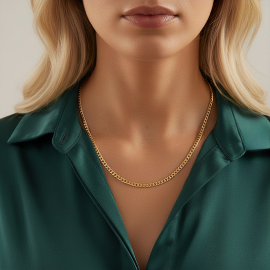 Gold-Tone Stainless Steel Cuban Chain Necklace