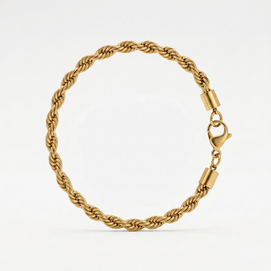 Gold-Tone Stainless Steel Rope Chain Bracelet
