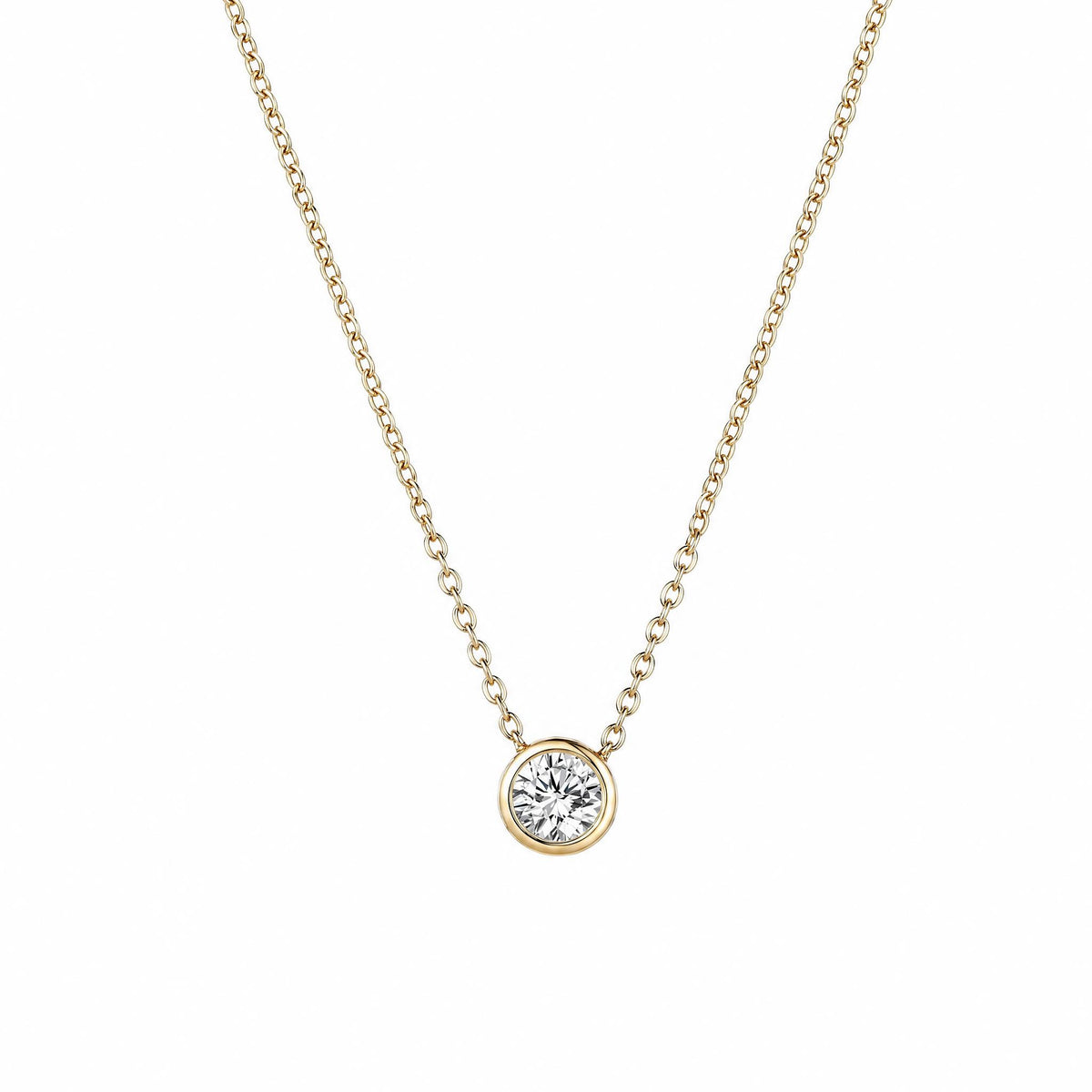 Gold-Tone Stainless Steel Minimalist Cubic Zirconia Pendant Necklace