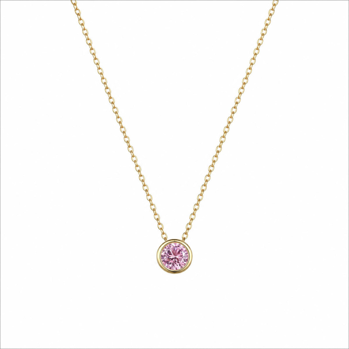 Gold-Tone Stainless Steel Minimalist Cubic Zirconia Pendant Necklace