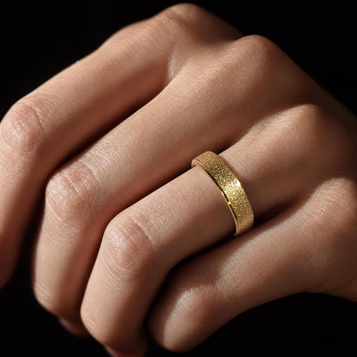 Gold-Tone Stainless Steel Textured Band Ring