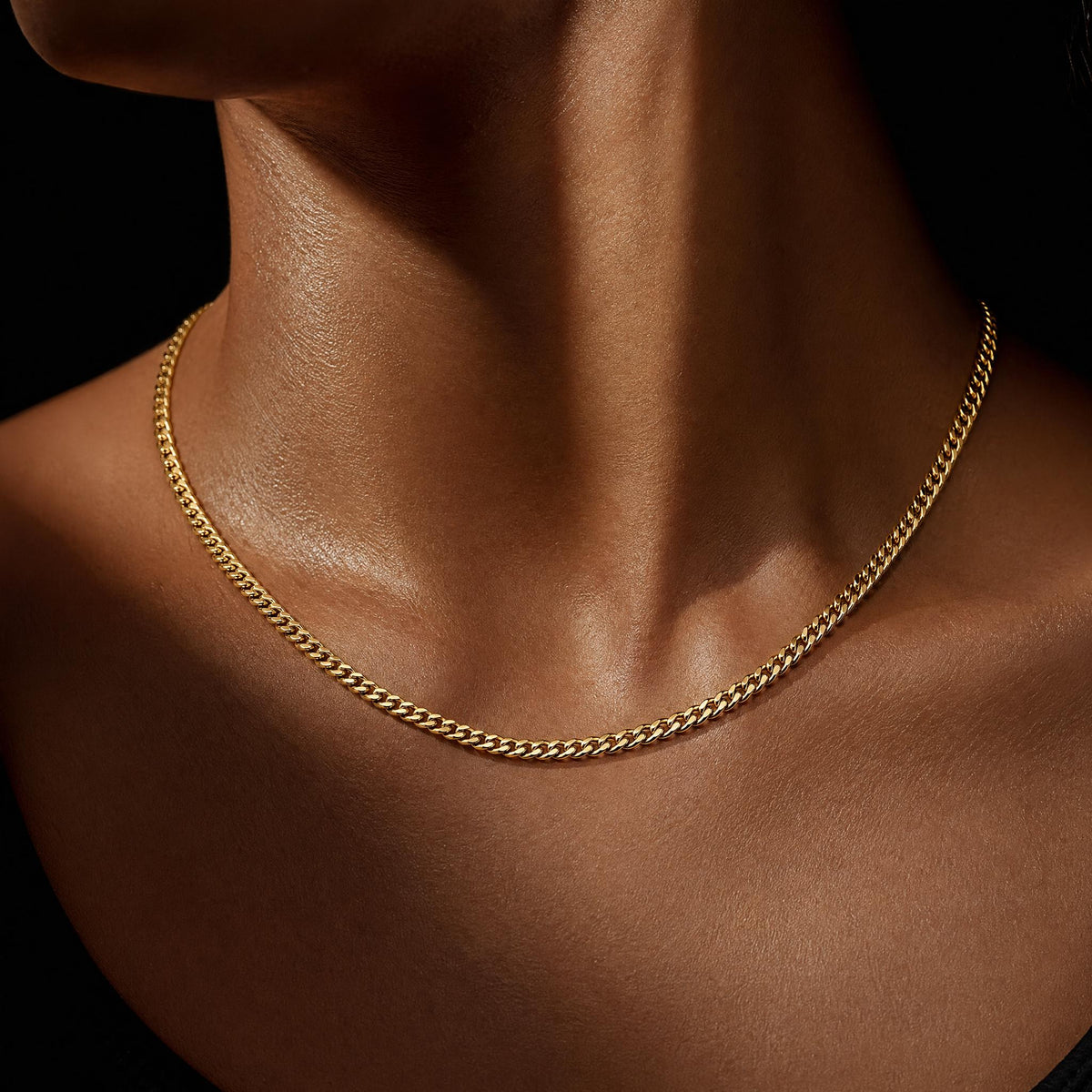 Gold-Tone Stainless Steel Cuban Chain Necklace