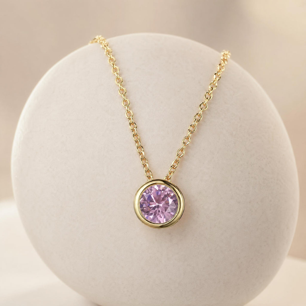 Gold-Tone Stainless Steel Minimalist Cubic Zirconia Pendant Necklace