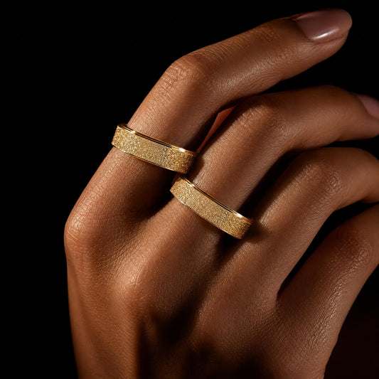 Gold-Tone Stainless Steel Textured Band Ring