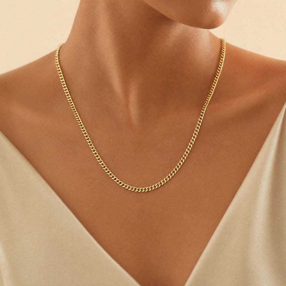 Gold-Tone Stainless Steel Cuban Chain Necklace