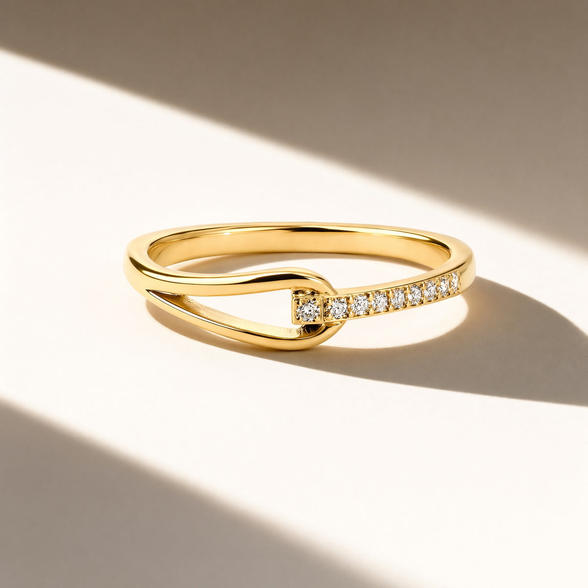 Gold-Tone Stainless Steel Minimalist Cubic Zirconia Ring
