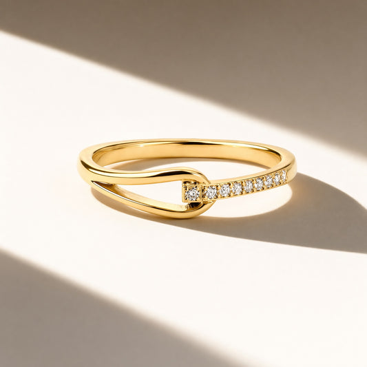 Gold-Tone Stainless Steel Minimalist Cubic Zirconia Ring