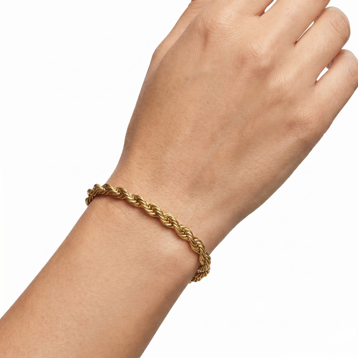 Gold-Tone Stainless Steel Rope Chain Bracelet