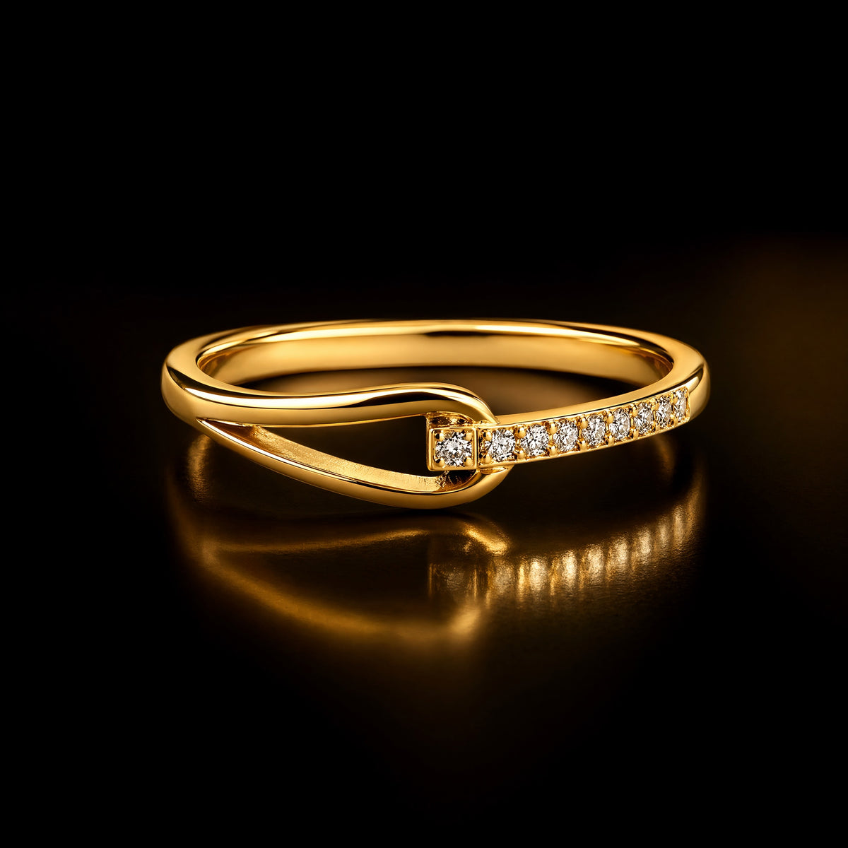 Gold-Tone Stainless Steel Minimalist Cubic Zirconia Ring