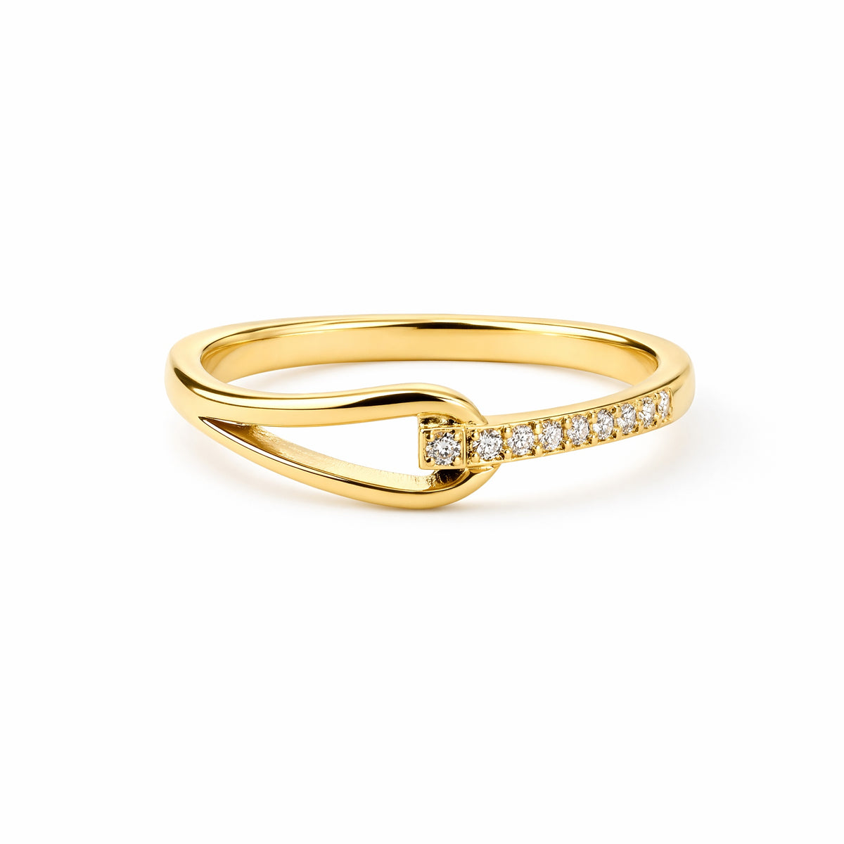 Gold-Tone Stainless Steel Minimalist Cubic Zirconia Ring